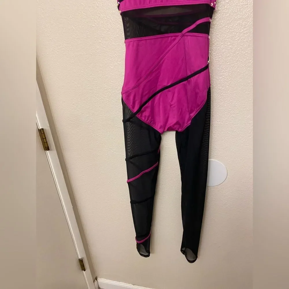 WEISSMAN Dance Costume unitard mesh catsuit jumpsuit Fire For You 15852 SA